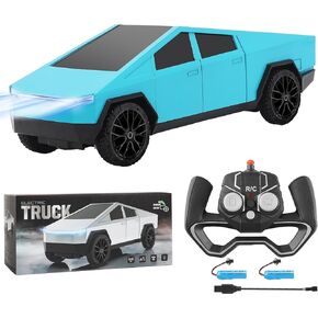 Remote Control Pickup Truck, 1/24 Scale Racing Car Model, Rechargeable Battery & Light and Loadspace, for Adults and Boys (Blue)