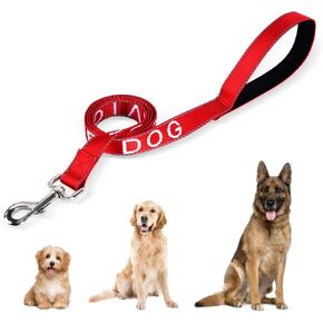 YeeBeny Service Dog Leash, Emotional Support Leash with Neoprene Handle and Reflective Lettering, Service Dog Stuff for Vest for Harnesses, Vests or Collars,Red