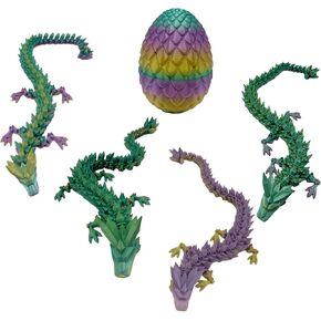 3D Printed Dragon Egg with Articulated Dragon Inside, Fidget Toys for Adults Stress Relief, Unique Dragon Figurine Toys Birthdays Kids Valentines Day Gifts for School (Laser Violet)