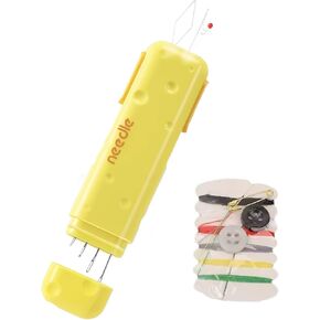 3-in-1 Automatic Needle Threader & Cutter with Built-in Needle Storage – Easy Threading Tool for Hand Sewing & Embroidery, Includes Bonus Mini Sewing Kit, Elderly-Friendly (Mint Green)
