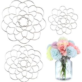 Wolfride 3Pcs Flower Arrangement Holder, Arranger Floral Organizer Floral Grid Holder Flower Frog Tool Wire Flower Arranging Tool for Vase Stems Bouquets(4'', 5'', 6'' Dia)