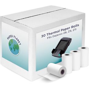 Thermal Paper for Dejavoo Terminal models P1, P3, P8, QD1, QD2, QD4, Z8, Z9, Z11 by Paper Planet | Credit Card Receipt Paper Rolls Compatible with Dejavoo Terminal POS | 30 Rolls