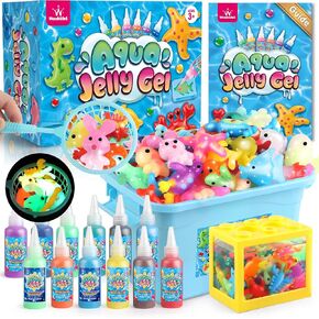 Magic Water Gel Elf Powder Refill, Aqua Fairy Water Gel Kit Refill with 6PCS Elf Powder and 6 PCS Magic Gels, Aqua Jelly Gels Kit for Christmas,Birthday, Gift for Girls 6 7 8 9 10 Year Old