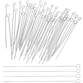200Pcs Eye Pins Mini Metal Wire Eyepins Stainless Steel Headpins Jewelry Findings for Jewelry Making DIY Craft Bead Earring Necklace Bracelet Making(Silver)
