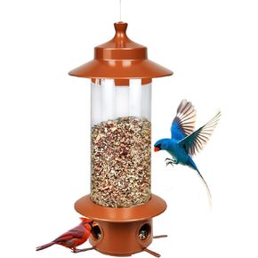 Squirrel Proof Bird Feeder for Outdoor, Gravity Sense Squirrel Proof Wild Bird Feeders for Finch Cardinal Chickadee, 4.8LB Large Capacity Hanging Birdfeeder