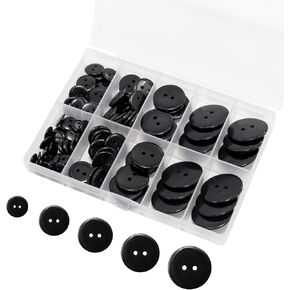 Lilaly 100 pcs 2 Holes Buttons for Crafts, Mixed Sewing Button, 5 Sizes of Round Mixed Buttons Suitable for for Crafts, Coats, Shirts, Pants, Shorts and More(Clear)