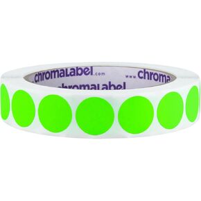 ChromaLabel 3/4 Inch Round Colored Stickers, High Visibility Removable Color Coding Labels, Easy to Write On Dot Stickers - 1000 Colored Sticker Dots per Roll, Matte Finish Fluorescent Green