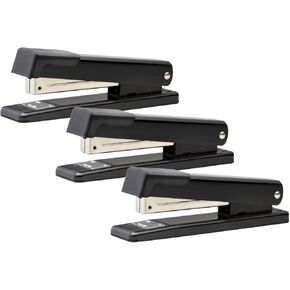 Bostitch Office Classic Metal Desktop Stapler, 20 Sheet Capacity, Dual Clinch, Opens for Tacking, Full-Strip, Black, 3-Pack