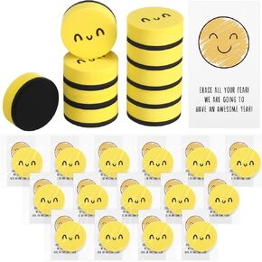 Lincia 24 Set Back to School Gifts Smile Face Magnetic Whiteboard Erasers Bulk Motivational Cards Mini Dry Eraser Chalkboard Cleansers Wiper for Kids Teachers Classroom Must Haves School Supplies