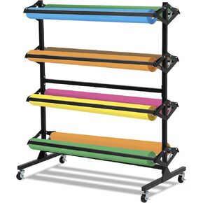 Large Paper Roll Dispenser Holder, Butcher Paper Roll Dispenser Rack and Cutter Holds Up to 8 Roll 36'' W x 9" Dia Roll, Great for Butcher, Craft, Gift Wrap & Art Kraft Rolls