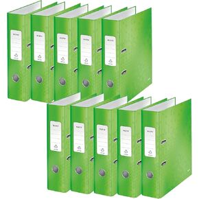 Leitz 180 Wow Lever Arch File A4 80mm Green [Pack of 10]
