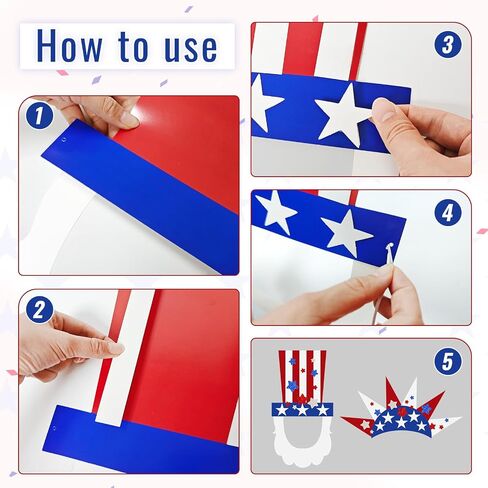 Cinrobiye 24 Set 4th of July Craftk Kits ، American Photo Photo Photo Party Props Masks Decors for Memorial Day Party Form in Saudi Arabia
