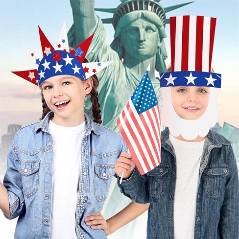 Cinrobiye 24 Set 4th of July Craftk Kits ، American Photo Photo Photo Party Props Masks Decors for Memorial Day Party Form in Saudi Arabia