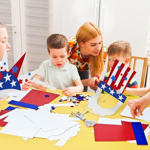 Cinrobiye 24 Set 4th of July Craftk Kits ، American Photo Photo Photo Party Props Masks Decors for Memorial Day Party Form in Saudi Arabia