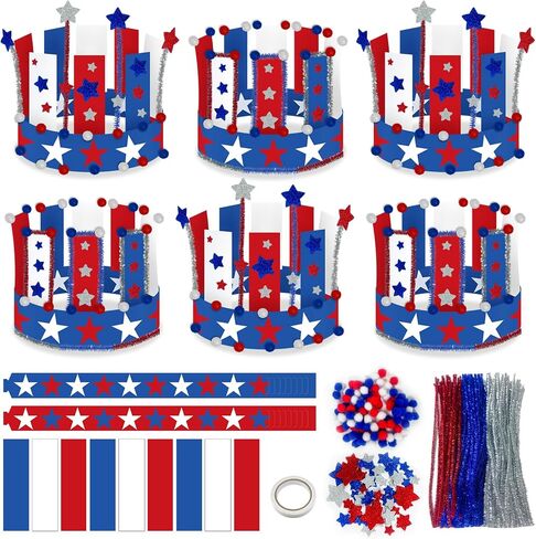 Cinrobiye 24 Set 4th of July Craftk Kits ، American Photo Photo Photo Party Props Masks Decors for Memorial Day Party Form in Kuwait