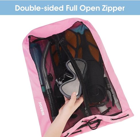 حقيبة ظهر للسباحة من WANDF، حقيبة ظهر شبكية برباط للشاطئ للسباحة وصالة الألعاب الرياضية ومعدات التمرين (أخضر داكن) in Kuwait