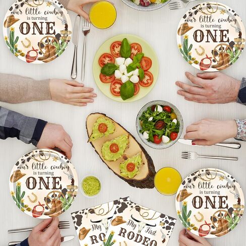 My First Rodeo Birthday Party Plates and Napkins for 40 Guests 80 Pcs Western Cowboy Party Supplies Disposable Tableware Set Wild West Plates and Napkins for Western Theme Birthday Party Supplies in Saudi Arabia
