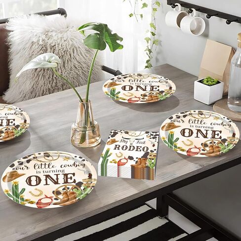 My First Rodeo Birthday Party Plates and Napkins for 40 Guests 80 Pcs Western Cowboy Party Supplies Disposable Tableware Set Wild West Plates and Napkins for Western Theme Birthday Party Supplies in Saudi Arabia