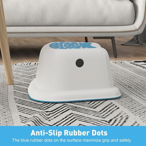 2 Pack Step Stool with Anti-Slip Surface, Curved Stepping Stool for Potty Training Toilet, Bathroom Sink, Kitchen Counter Stool Helper, Blue-White in Saudi Arabia