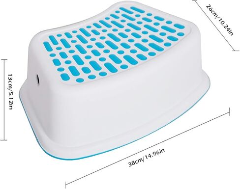2 Pack Step Stool with Anti-Slip Surface, Curved Stepping Stool for Potty Training Toilet, Bathroom Sink, Kitchen Counter Stool Helper, Blue-White in Saudi Arabia