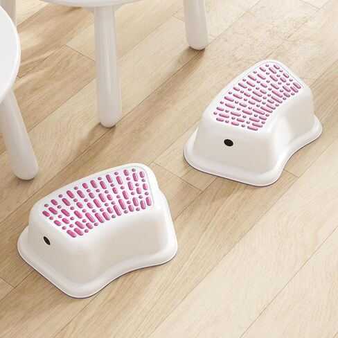 2 Pack Step Stool with Anti-Slip Surface, Curved Stepping Stool for Potty Training Toilet, Bathroom Sink, Kitchen Counter Stool Helper, Blue-White in Saudi Arabia