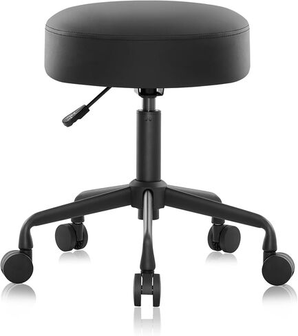 Heavy Duty Extra-Wide Seat Adjustable Height Swivel Rolling Stool for Dental Clinic, Salon, Office, and Bar - NAIA 502 (Black, Standard) in Saudi Arabia