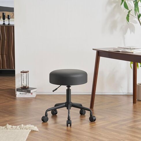 Heavy Duty Extra-Wide Seat Adjustable Height Swivel Rolling Stool for Dental Clinic, Salon, Office, and Bar - NAIA 502 (Black, Standard) in Saudi Arabia