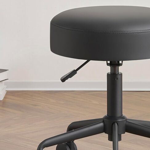 Heavy Duty Extra-Wide Seat Adjustable Height Swivel Rolling Stool for Dental Clinic, Salon, Office, and Bar - NAIA 502 (Black, Standard) in Saudi Arabia