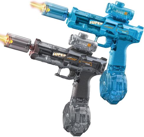 2 Pack Electric Water Gun with LED Light, Rechargeable Battery,Water Blaster Squirt Guns for Kids Adults Range Up to 32 ft,Outdoor Summer Water Toys (Black and Blue) in Saudi Arabia