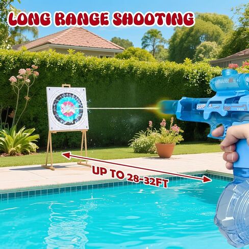 2 Pack Electric Water Gun with LED Light, Rechargeable Battery,Water Blaster Squirt Guns for Kids Adults Range Up to 32 ft,Outdoor Summer Water Toys (Black and Blue) in Saudi Arabia