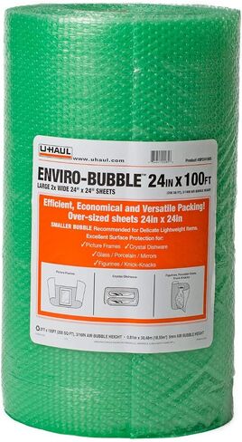 U-Haul Enviro-bubbble-Bulk Roll 100 'من حشوة وحماية الفقاعات الصغيرة للديكور الهش والأطباق والأواني الزجاجية والأطر والمزيد in Saudi Arabia