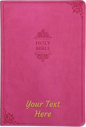 Personalized Gift Bible, NIV Value Thinline, Large Print, New International Version, Custom Gold or Silver Text, Pink in Saudi Arabia