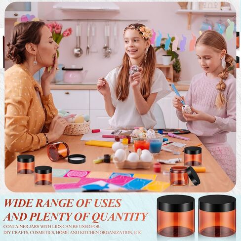 Patelai 48 Pack 1 oz Empty Slime Containers Jars with Black Lids Round Clear Plastic Jars Wide-mouth Refillable Storage Organizers for Slime Making, DIY Crafts, Cosmetic, Home and Kitchen Organizing in Saudi Arabia