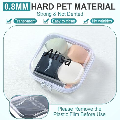 12 PCS صياغة حقيبة سوستة صلبة صعبة من السوستة البلاستيكية مع 5 أوراق ملصقات الأبجدية Double Toy Storage Organizer Caseup Makeup for Travel Building Backs Cosmetic (13.78 × 11.81 × 2 ") in Kuwait