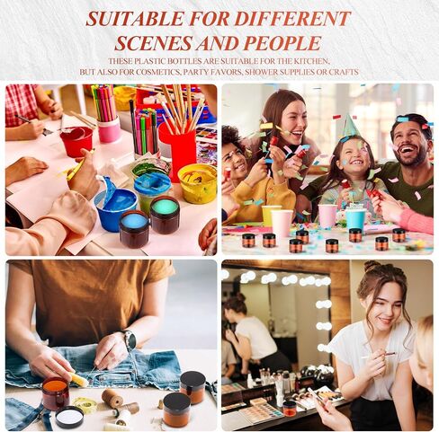 Patelai 48 Pack 1 oz Empty Slime Containers Jars with Black Lids Round Clear Plastic Jars Wide-mouth Refillable Storage Organizers for Slime Making, DIY Crafts, Cosmetic, Home and Kitchen Organizing in Saudi Arabia