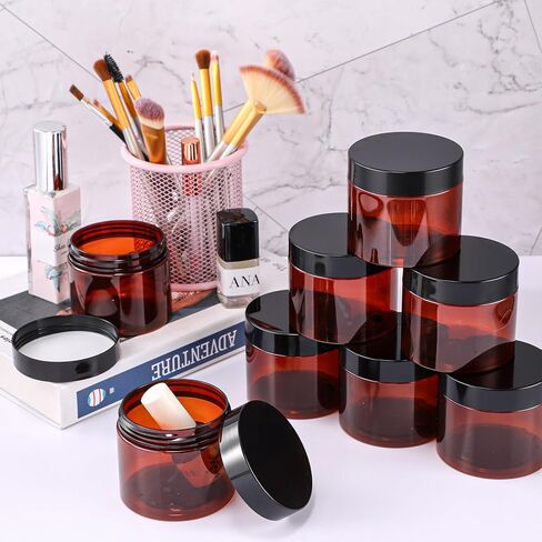 Patelai 48 Pack 1 oz Empty Slime Containers Jars with Black Lids Round Clear Plastic Jars Wide-mouth Refillable Storage Organizers for Slime Making, DIY Crafts, Cosmetic, Home and Kitchen Organizing in Saudi Arabia