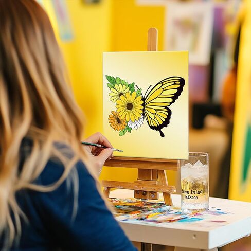 GLASSWINDS 12 Pcs Pre Drawn Canvas to Paint for Adults, 8 x 10 Inch Paint Canvases for Painting, Pre Printed Canvas Set Sip and Paints Kit for Paints Party Favors(Butterfly) in Kuwait