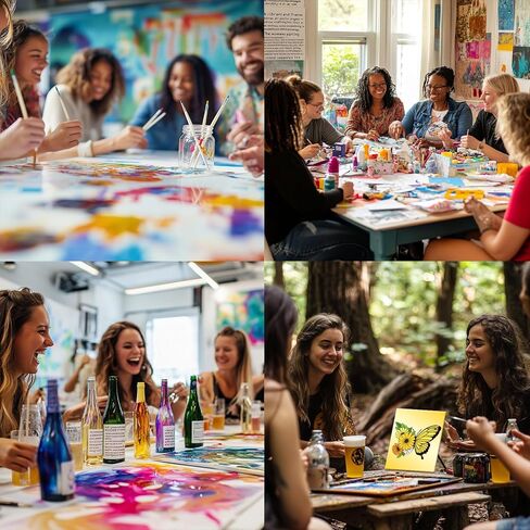 GLASSWINDS 12 Pcs Pre Drawn Canvas to Paint for Adults, 8 x 10 Inch Paint Canvases for Painting, Pre Printed Canvas Set Sip and Paints Kit for Paints Party Favors(Butterfly) in Kuwait