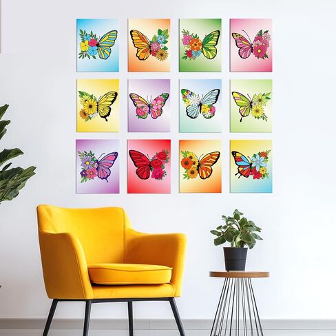GLASSWINDS 12 Pcs Pre Drawn Canvas to Paint for Adults, 8 x 10 Inch Paint Canvases for Painting, Pre Printed Canvas Set Sip and Paints Kit for Paints Party Favors(Butterfly) in Kuwait