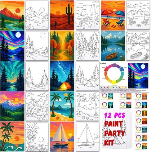 10Pcs Pre Drawn Canvas Boards 8x10 Sip and Paint kit for Adults Girl Ladies Date Night Canvas for Painting with Design Paint Party Favors Painting Supplies for Beginner Butterflies Flowers in Saudi Arabia