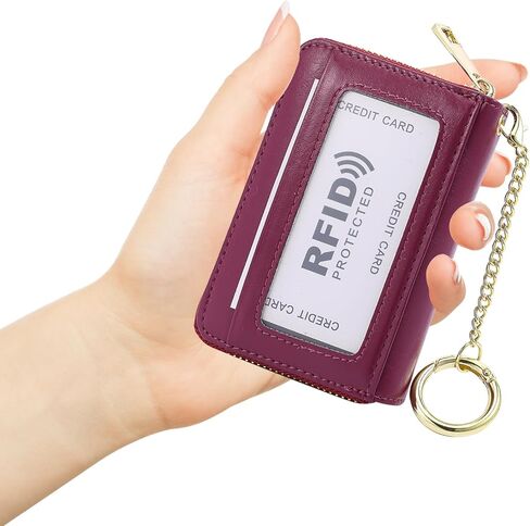 RFID Blocking Credit Card Holder, 20 Card Slots Large Capacity Accordion Card Wallet, Leather Card Case with Removable Keychain and ID Window - Oil Wax Leather,Black in Kuwait