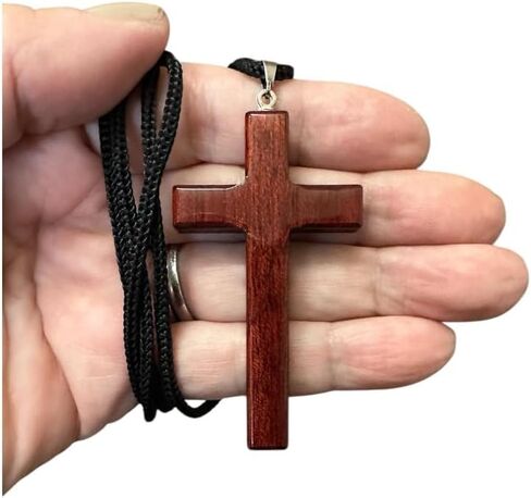 قلادة صليب من خشب الكرز مصنوعة يدويا من كاثوليكا شوب I Catholic Religious Wear I I Catholic Religious Wear I - 2.4 انش، خشب, خشب in Kuwait