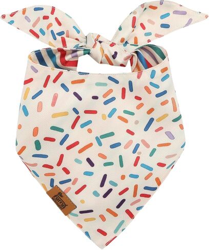 Birthday Dog Bandanas Medium Large, Colorful Sprinkle Stripes, Reversible Soft Breathable Adjustable Scarf for Small Medium Large Dogs Boy Girl Party Outfit Accessory FW2 in Saudi Arabia