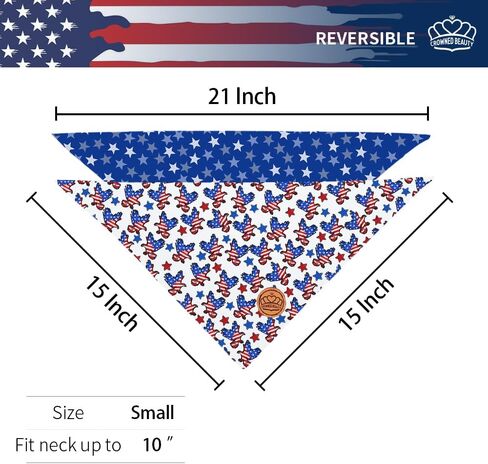 CROWNED BEAUTY 4th of July Dog Bandanas Reversible Large 2 Pack, Patriotic Paws Set,Adjustable Triangle Scarves for Medium Large Dogs Boy Girl Pets DB172-L in Saudi Arabia