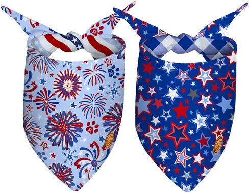 CROWNED BEAUTY 4th of July Dog Bandanas Reversible Large 2 Pack, Patriotic Paws Set,Adjustable Triangle Scarves for Medium Large Dogs Boy Girl Pets DB172-L in Saudi Arabia