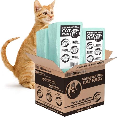 ValuePad Plus Cat Litter Pads, 16.9x11.4 Inch, Unscented, 100 Count - Breeze Compatible Refills - Quick-Dry, Super Absorbent Gel Cat Pads in Saudi Arabia