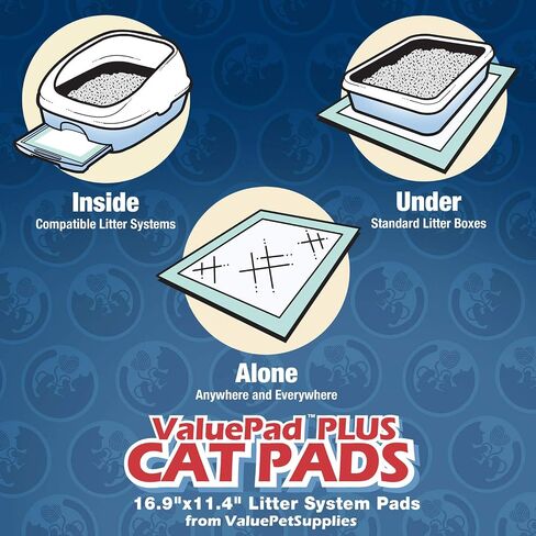 ValuePad Plus Cat Litter Pads, 16.9x11.4 Inch, Unscented, 100 Count - Breeze Compatible Refills - Quick-Dry, Super Absorbent Gel Cat Pads in Saudi Arabia