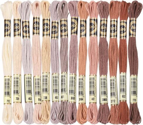 PATIKIL 14 Skeins Embroidery Floss, Polyester Embroidery Threads Bracelets String for Cross-Stitch Hand Embroidery, Multicolored Dark Brown in Saudi Arabia