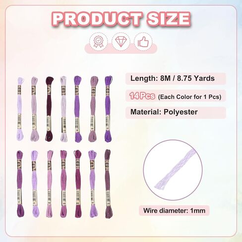 PATIKIL 14 Skeins Embroidery Floss, Polyester Embroidery Threads Bracelets String for Cross-Stitch Hand Embroidery, Multicolored Dark Brown in Saudi Arabia