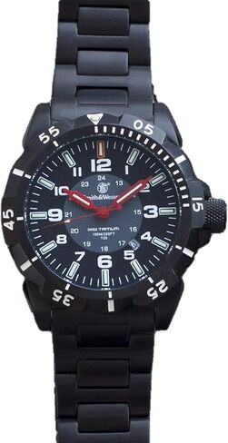 Smith & Wesson Men's Emissary Swiss Tritium H3 Watch with Tactical Heavy Duty Stainless-Steel Case and Band, Rotating Bezel, Durable Military Watch, Tactical Tough, Quartz Japanese Movement in Saudi Arabia
